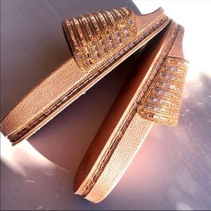 New women Gold Bling Sandal Slides, size 8.